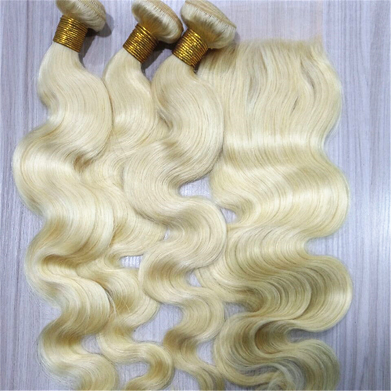 Blonde hair weft body wave remy human hair bundles YL293